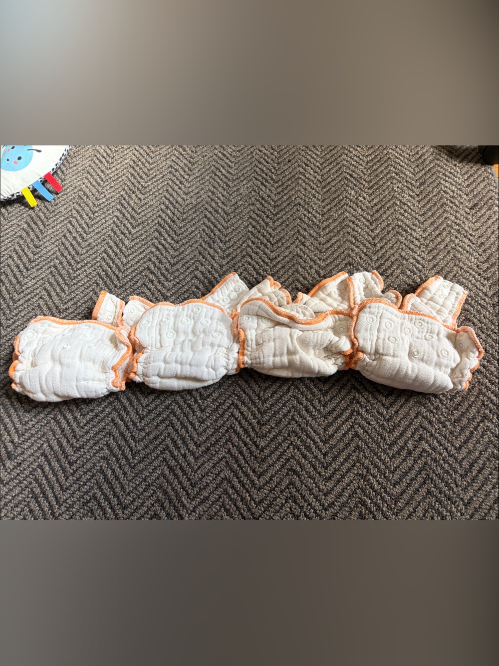 Reusable Clotheez White and Orange Newborn Workhorses Cloth Diaper Inserts
